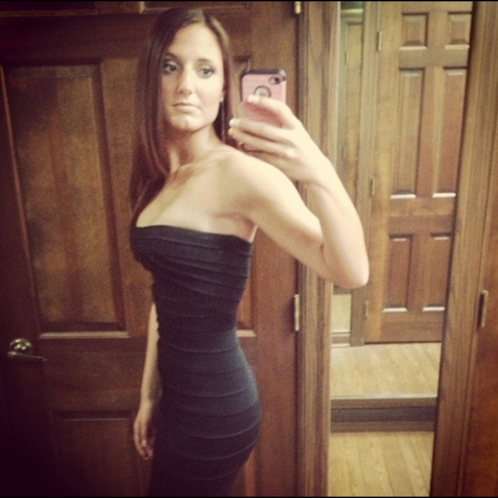 Bcbgmaxazria Black Strapless Dress - Gem